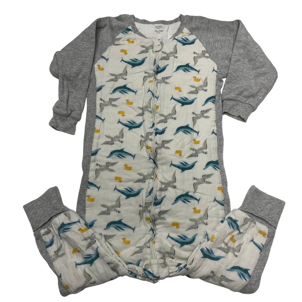 $68 Nest Designs XL 4T-6T Bamboo Footed Sleep Sack Dolphin Bird Print Kids